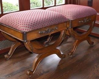 Pair of Savonarola style footstools
