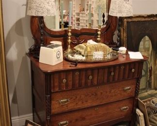 Victorian oak dresser with mirror, excellent condition