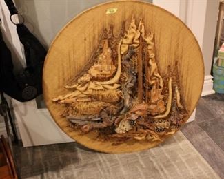 Roger M. Bishop burlap art piece