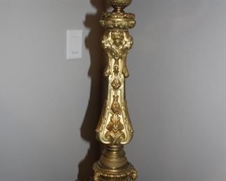 Dore bronze candlestick lamp