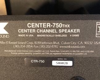 Label on back of center speaker.