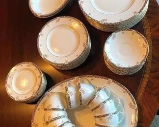 Wedgwood “Isis” china - service for 12 + platter & 2 oval serving bowls