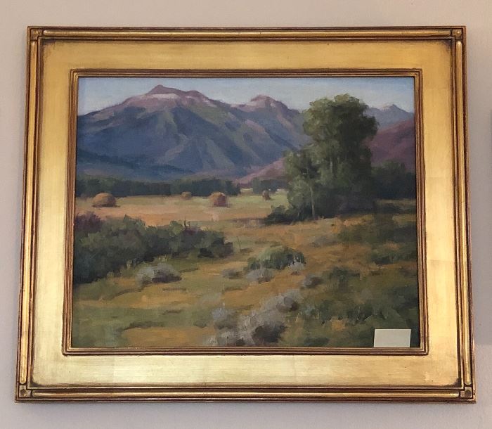 Original oil painting on board by Robert Raab, Northwest painter & co-founder of the Gage Academy of Art. Framed size 21.5” x 25 (scene is Jackson Hole, Wyoming)