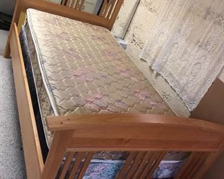 Twin size modern Mission- style bed frame + Sealy mattress & box spring (matches full size bed in previous photo)