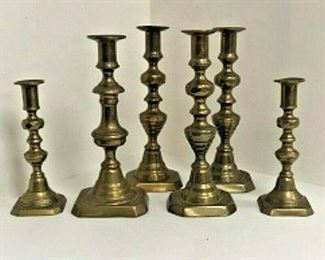 DG09: 6 antique English 19th century push up candlesticks, 2 pair and 2 single https://www.ebay.com/itm/123960424247