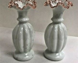 DG19: PAIR of art glass fluted vases 9 in https://www.ebay.com/itm/113945940057