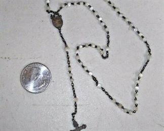 LAN606 VINTAGE CATHOLIC 800 SILVER ROSERY WITH MOTHER OF PEARL BEADS USED NOTE P https://www.ebay.com/itm/123960392984
