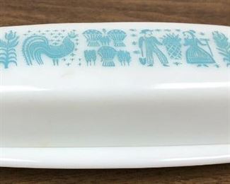 SL3008: Pyrex Amish BUTTERPRINT Turquoise Butter Dish Turquoise Farmer Milk Glass $35 https://www.ebay.com/itm/123960490177