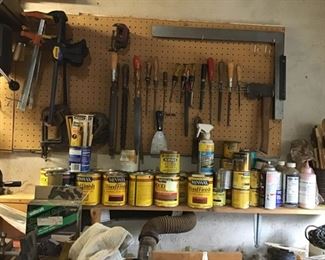 A GROUP PIC OF JUST A SMALL SELECTION THAT IS AVAILABLE TOOLS AND STAIN ETC.
