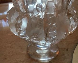 Lalique chickadee vase