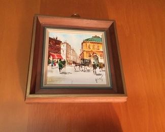 Set of four handpainted oil paintings