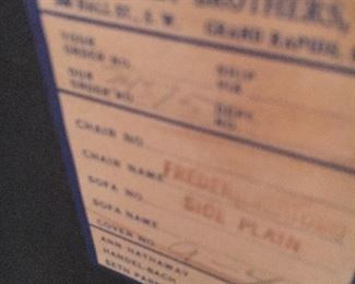 Label on living room furniture