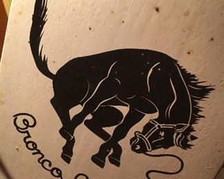 Label on vintage skis