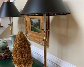 3. Pair of 32" Brass Lamps