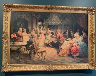 20. French Parlor Scene Painting w/ Decorative Gilt Frame (41" x 29")