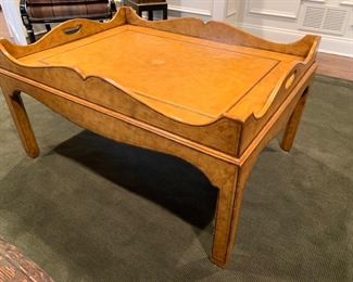 11. Maitland-Smith Leather Tray Top Cocktail Table (38" x 28" x 21")