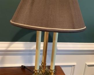 17. 22" Brass Table Lamp w/ 3 Pillars