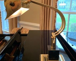 27. 15" Brass Piano Lamp w/ Marble Detail