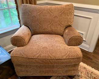 26. Tufted Back Paisley Upholstered Arm Chair (32" x 35" x 31")