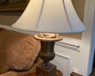 33. 28" Gilt Wood Urn Table Lamp
