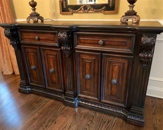 35. Fairmont Designs Sideboard w/ Inlaid and Carved Wood Details (65" x 21" x 38")