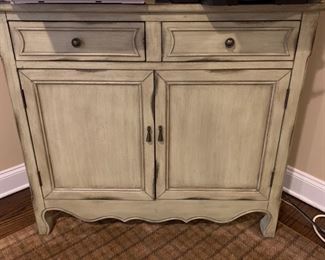63. Pale Green Painted Console w/ 2 Drawers & 2 Doors 