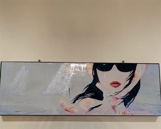 69. Woman w/ Scarf Lacquered Artwork (39" x 13")