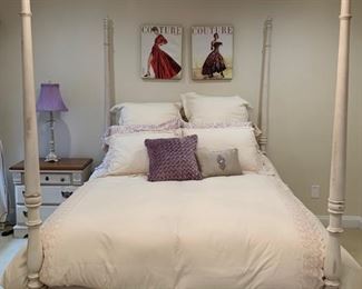 72. Queen Cream Colored 4 Poster Bed by AJ Furniture (82" Post Ht.)