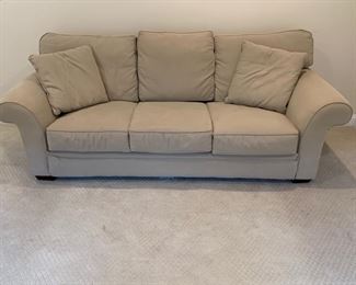 76. Alan White Tan Sleeper 3 Cushion Sofa w/ Rolled Arm (93" x 38" x 40")