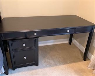 78. Vaughan Bassett Black 1 Drawer Desk w/ Brushed Nickel Hardware (59" x 28" x 30")
79. Vaughan Bassett Black 2 Drawer File Cabinet (18" x 22" x 24")