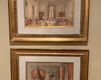 95. Pair of Trowans Interior Prints in Gilt Frames (22" x 17")