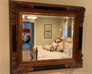91. Regency Style Black and Bronze Beveled Mirror ( 33" x 29")