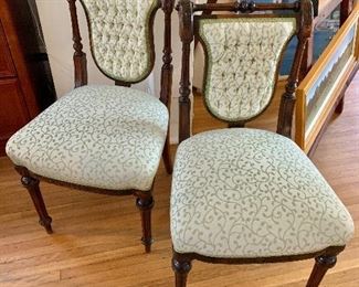 2 vintage tufted chairs