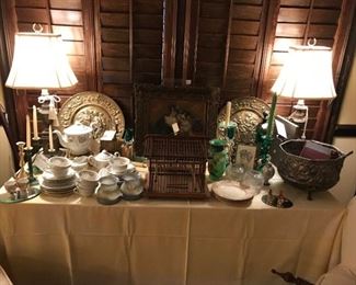 Sideboard lamps and china collection