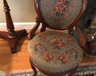 Victoria needlepoint walnut chair circa 1800’s