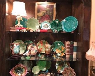 Collection of beautiful Majolica; raspberry oil painting