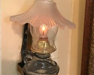 Small oil wall lamp converted to electric