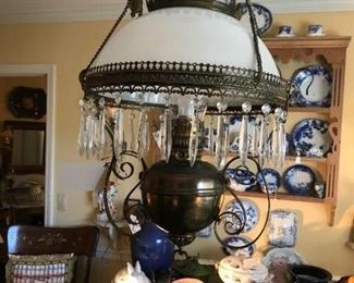 Old brass oil lantern converted to electric