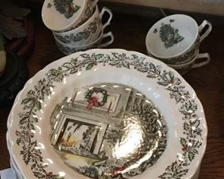 Johnson Brothers "Merry Christmas" 10 plates, cups and saucers