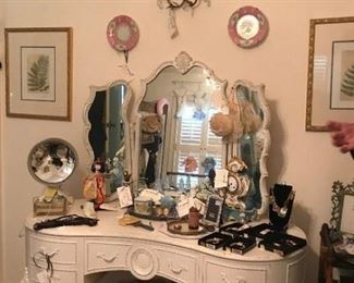 French vanity with triple mirrors