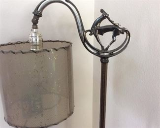 Ibex detail on deco floor lamp with original shade