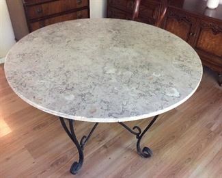 Marble table on iron base