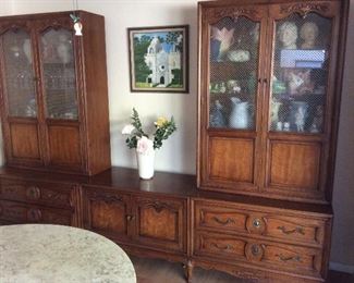 Henredon 5 piece china cabinet and drawer storage