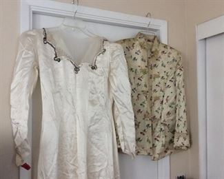 Vintage wedding dress, Asian silk top