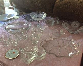 Glass serving items, all vintage