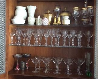 Vintage glassware and serving items
