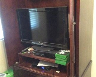 Media cabinet, flat screen tv