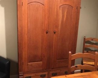Nice for Linens- China or Storage 48”long 16” deep.        80”tall in great condition 