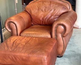 LEATHER CHAIR W/ OTTOMAN