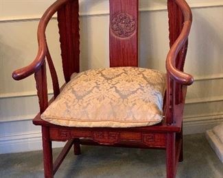 ASIAN MOTIF CURVED BACK CHAIRS